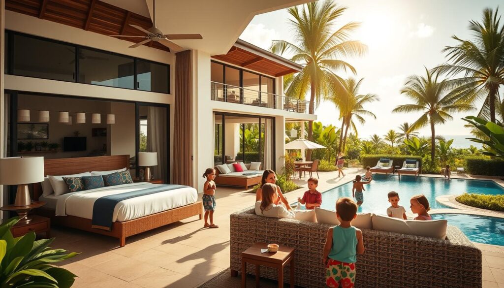 Punta Cana accommodations that offer spacious family suites and childcare services.