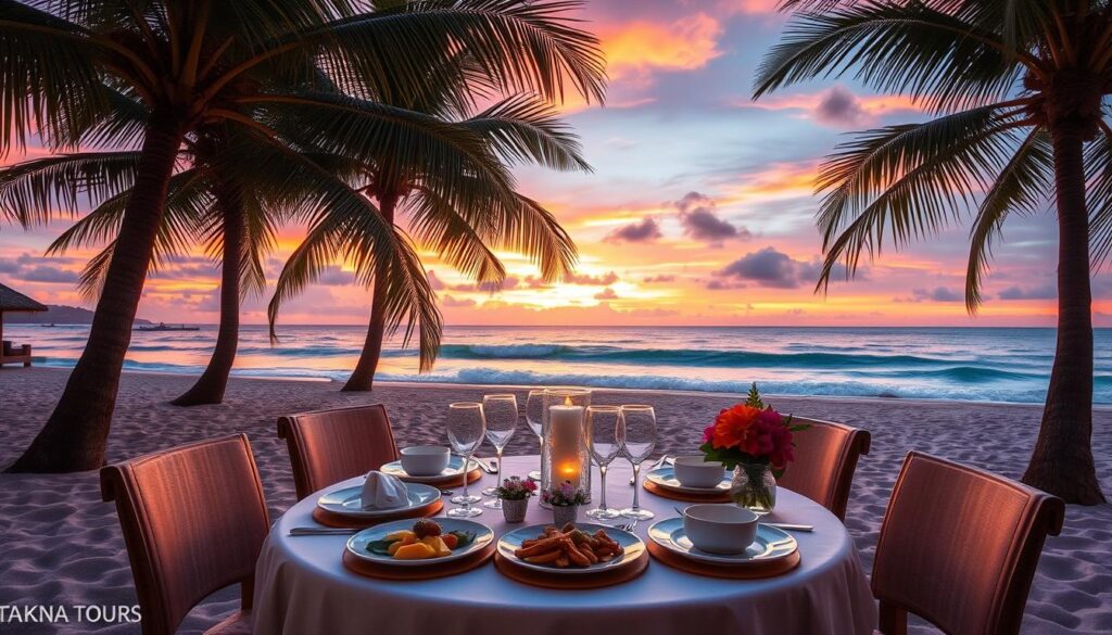 beachfront dining
