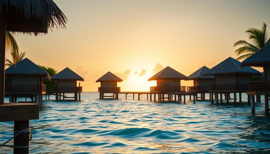Overwater bungalows in the Dominican Republic