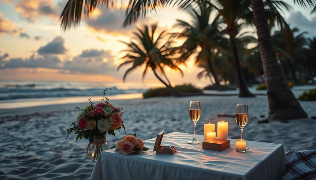 romantic proposal setting